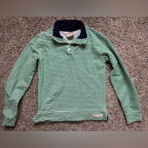 The Beaufort Bonnet Company Green and Navy Striped Kids Shirt